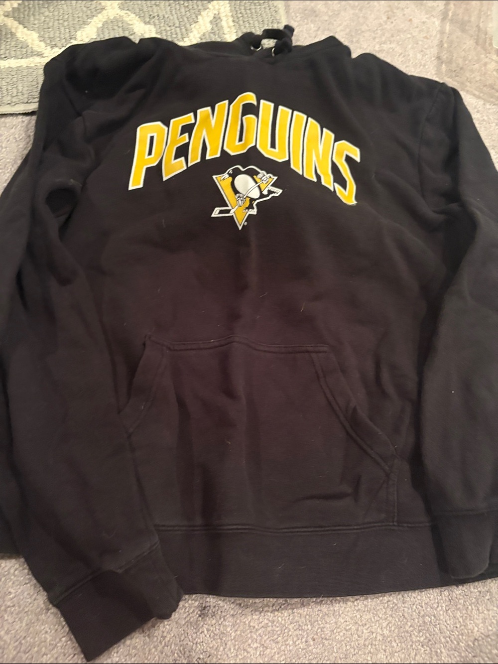 Fanatics Black Pullover Hoodie with Yellow Penguins Logo